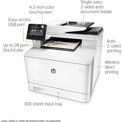 에이치피 HP Laserjet Pro M477fdn Multifunction Color Laser Printer with Built-in Ethernet & Duplex Printing, Amazon Dash Replenishment Ready (CF378A)