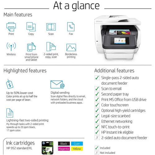 에이치피 HP OfficeJet Pro 8740 All-in-One Wireless Printer with Mobile Printing, HP Instant Ink & Amazon Dash Replenishment ready (K7S42A)