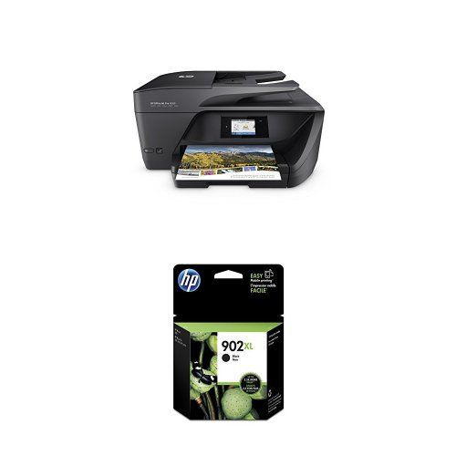 에이치피 HP OfficeJet Pro 6968 Wireless All-in-One Photo Printer with Mobile Printing, Instant Ink ready (T0F28A) and HP 902XL Black Original Ink Cartridge (T6M14AN#140) Bundle