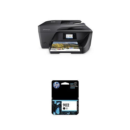 에이치피 HP OfficeJet Pro 6968 Wireless All-in-One Photo Printer with Mobile Printing, Instant Ink ready (T0F28A) and HP 902 Black Original Ink Cartridge (T6L98AN#140) Bundle