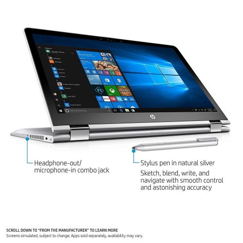 에이치피 HP 15.6 Full HD Touchscreen Convertible 2 in 1 Laptop  Tablet, Intel Core i5-7200U, 8GB DDR4 Memory, 128GB SSD + 2TB HDD, AMD Radeon 530 Graphics, Windows 10, Stylus Pen
