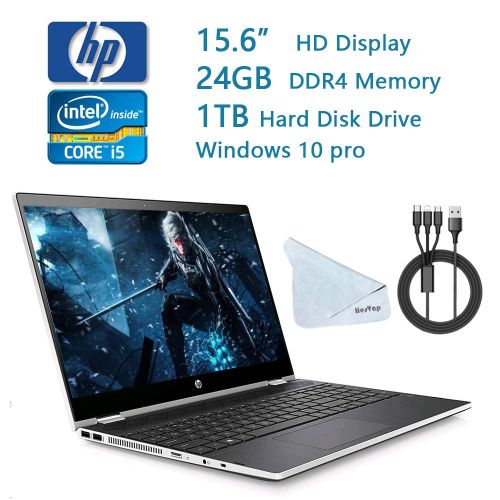 에이치피 HP Pavilion X360 15.6 HD Laptop Notebook Computer, 2019 Newest 2 in 1 Convertible Touchscreen, Intel i5-8250U (> i7-7500 ) Up to 3.4GHz Processor, 24GB RAM, 1TB HDD, 2 Year Warr