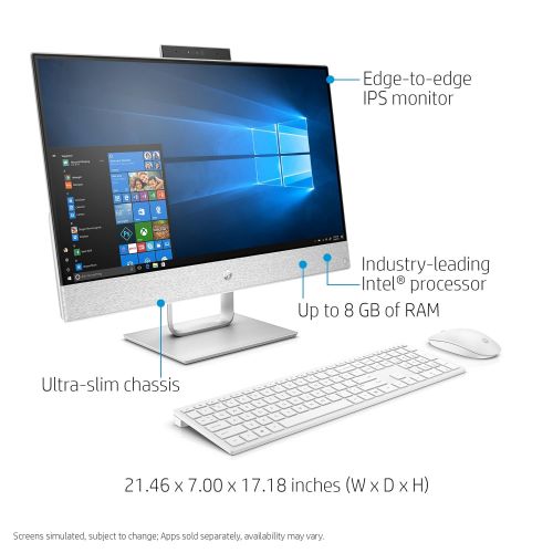 에이치피 HP Pavilion 24-inch All-in-One Computer, Intel Core i7-7700T Quad-Core, 8GB RAM, 1TB Hard Drive, 16GB Intel Optane, Windows 10 (24-x030, White)