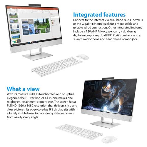 에이치피 HP Pavilion 24 All-in-One 23.8 Multi-Touch Full HD Desktop - 7th Gen Intel Core i5-7400T Processor up to 3.00 GHz, 16GB DDR4 RAM, 4TB SSD, Intel HD Graphics, Windows 10