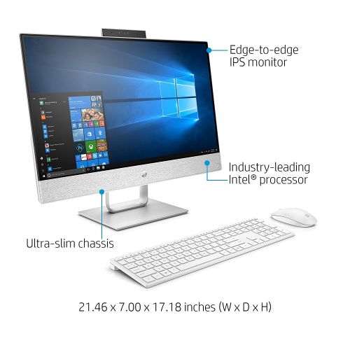 에이치피 HP Pavilion 24 All-in-One 23.8 Multi-Touch Full HD Desktop - 7th Gen. Intel Core i5-7400T Processor up to 3.00 GHz, 16GB DDR4 RAM, 1TB SSD + 1TB Hard Drive, Intel HD Graphics, Wind
