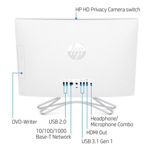 에이치피 2019 Newest Flagship HP 22 21.5 Full HD IPS AIO All-in-One Business Desktop- Intel Quad-Core Pentium Silver J5005 Up to 2.8GHz 4GB DDR4 128GB SSD DVDRW HDMI WLAN BT USB 3.1 Webcam