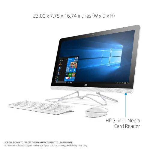 에이치피 HP Pavilion 24-inch All-in-One Computer, AMD A9-9400 Dual-Core, 8GB RAM, 1TB hard drive, Windows 10 (24-e020, White)