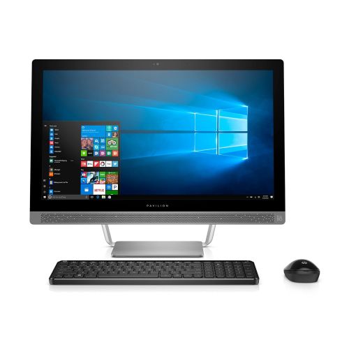 에이치피 HP Pavilion 24-inch All-in-One Computer, AMD A12-9730P Quad-Core, 8GB RAM, 1TB Hard Drive, Windows 10 (24-b228, Silver)