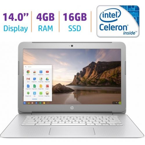 에이치피 Newest HP 14-inch Chromebook HD SVA (1366 x 768) Display, Intel Dual Core Celeron N2840 2.16GHz, 4GB DD3L RAM, 16GB eMMc Hard Drive, Bluetooth, HDMI, Stereo speakers, HD Webcam, Go