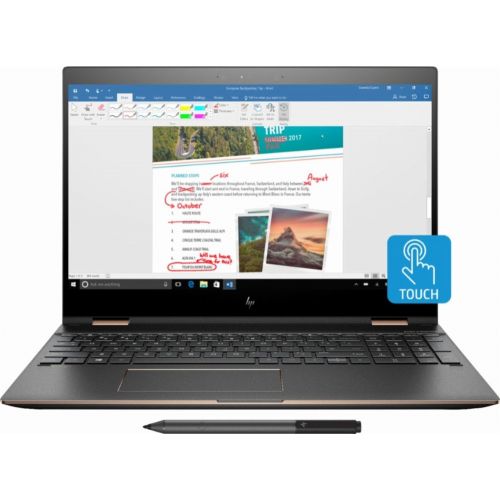 에이치피 HP Spectre x360 2-in-1 15.6 4K Ultra HD TouchScreen Laptop, Intel Quad Core i7-8550U up to 4.0 GHz, 16GB RAM, 512GB SSD, Dedicated NVIDIA MX150, Numerical Backlit keyboard, Digital