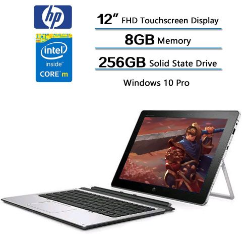 에이치피 HP Elite X2 1012 G1 Detachable 2-IN-1 Business Tablet Laptop - 12 FHD IPS Touchscreen (1920x1280), Intel Core m5-6Y54, 256GB SSD, 8GB RAM, Keyboard + HP Active Stylus, Windows 10 P