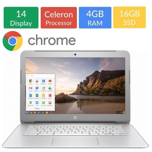 에이치피 HP 14-inch Chromebook HD SVA (1366 x 768) Display, Intel Dual Core Celeron N2840 2.16GHz, 4GB DD3L RAM, 16GB eMMc Hard Drive, Stereo speakers, HD Webcam, Google Chrome OS (Certifie