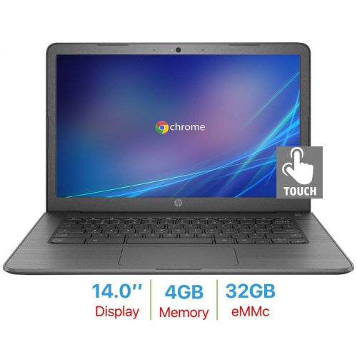 에이치피 2019 HP Premium 14‘’ Chromebook Touchscreen HD Laptop PC, Intel Celeron N3350 up to 2.4GHz, 4GB RAM, 32GB Memory, WiFi, Built-in Virus, Webcam, Bluetooth, Up to 10 hrs Battery Life