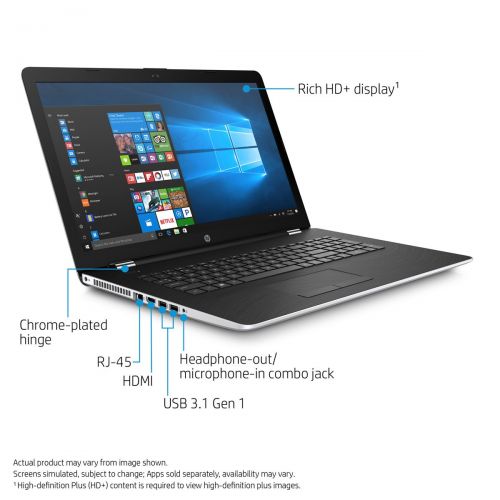 에이치피 2017 HP 17.3 Business Flagship Laptop PC HD+ WLED-backlit Display Intel i3-7100U Processor 8GB DDR4 RAM 1TB HDD Intel 520 Graphics DVD-RW 802.11AC Wifi Webcam HDMI Windows 10-Silve