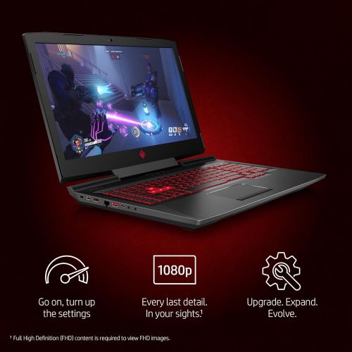 에이치피 OMEN by HP 17-inch Gaming Laptop, i7-8750H Processor, GeForce GTX 1050Ti 4GB, Anti-Glare FHD Display, 12GB 2666MHz RAM, 1TB HDD & 128 GB PCIE SSD, Windows 10 Home (17-an110nr, Blac