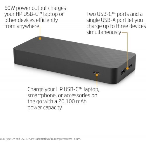 에이치피 HP Spectre Power Pack 20,100 mAh for HP USB-C Charging Laptops and other devices (with two USB-C ports and a single USB-A port)