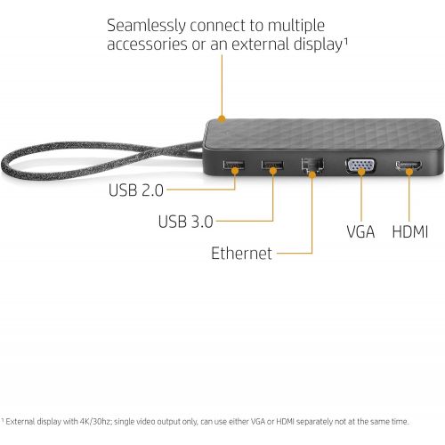 에이치피 HP Spectre Travel Dock for HP USB-C Charging Laptops (with VGA, HDMI, Ethernet, and multiple USB ports) (2SR85AA#ABL)