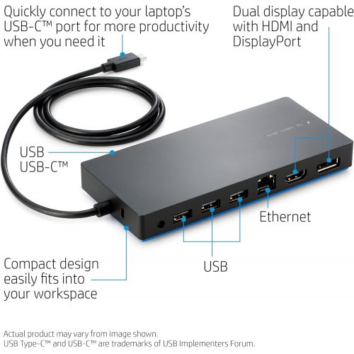 에이치피 HP Y0K80AA#ABA Dock for USB-AC Laptops (USB-AC to HDMI, DisplayPort, USB-C, USB-A and Ethernet)