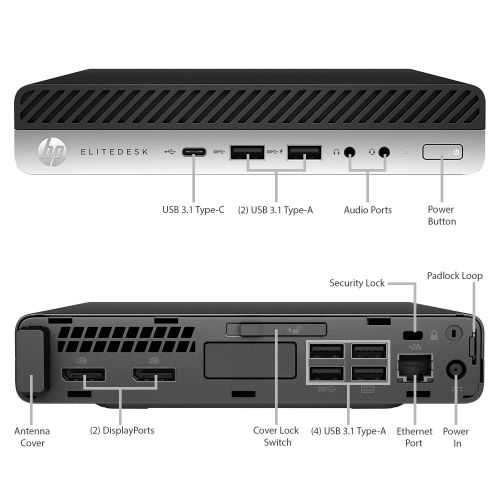 에이치피 HP EliteDesk 800 G3 Mini Business Desktop - 7th Gen Intel Core i5-7500T Quad-Core Processor up to 3.30 GHz, 16GB Memory, 1TB Hard Drive, Intel HD Graphics 630, Windows 10 Pro