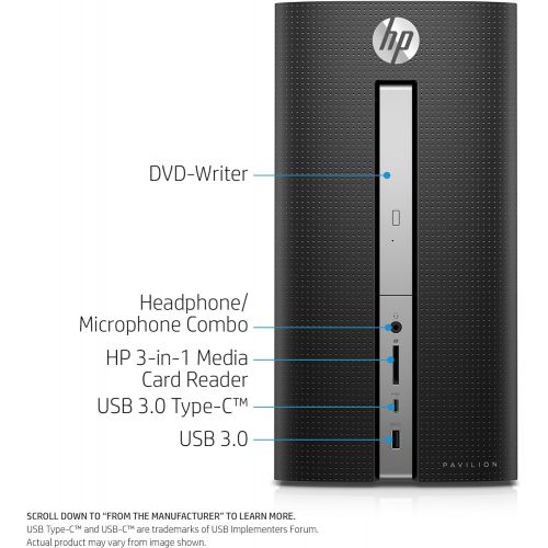 에이치피 HP Pavilion Desktop Computer, Intel Core i5-7400, 8GB RAM, 1TB Hard Drive, Windows 10 (570-p020, Black)