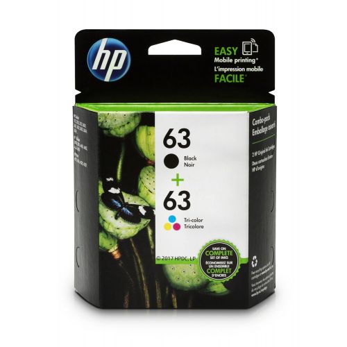 에이치피 HP 63 Black & Tri-color Original Ink Cartridges, 2 Cartridges (F6U61AN, F6U62AN)