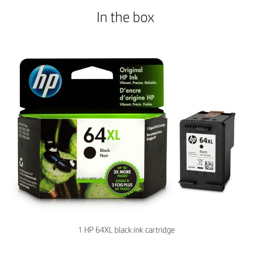 에이치피 HP 64XL Black High Yield Original Ink Cartridge (N9J92AN) for HP Envy Photo 6252 6255 6258 7155 7158 7164 7855 7858 7864 HP Envy 5542