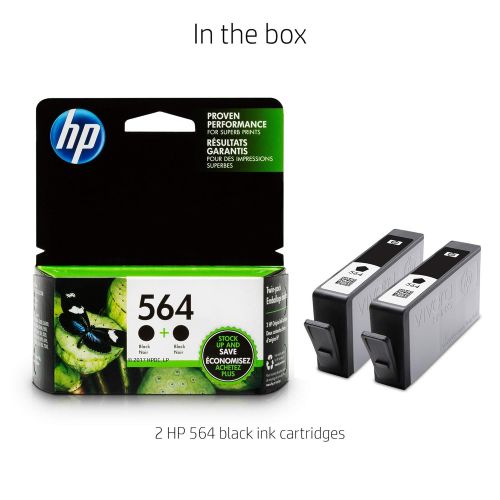 에이치피 HP 564 Black Ink Cartridge (C2P51FN) 2 Ink Cartridges for HP Deskjet 3520 3521 3522 3526 HP Officejet 4610 4620 4622 HP Photosmart: 5510 5512 5514 5515 5520 5525 6510 6512 6515 652