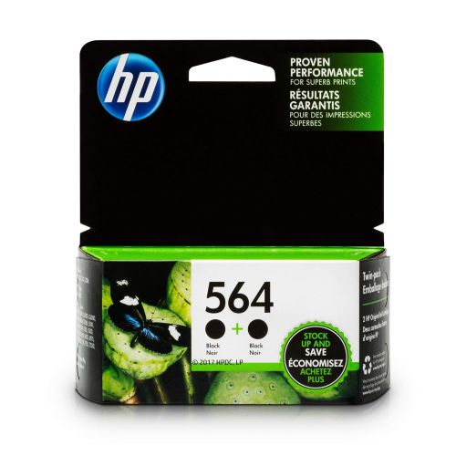 에이치피 HP 564 Black Ink Cartridge (C2P51FN) 2 Ink Cartridges for HP Deskjet 3520 3521 3522 3526 HP Officejet 4610 4620 4622 HP Photosmart: 5510 5512 5514 5515 5520 5525 6510 6512 6515 652