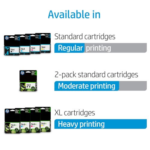 에이치피 HP 564 Black Ink Cartridge (C2P51FN) 2 Ink Cartridges for HP Deskjet 3520 3521 3522 3526 HP Officejet 4610 4620 4622 HP Photosmart: 5510 5512 5514 5515 5520 5525 6510 6512 6515 652