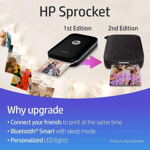  [아마존베스트]HP Sprocket Portable Photo Printer, Print Social Media Photos on 2x3 Sticky-Backed Paper - Black (X7N08A)