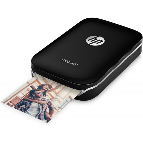  [아마존베스트]HP Sprocket Portable Photo Printer, Print Social Media Photos on 2x3 Sticky-Backed Paper - Black (X7N08A)