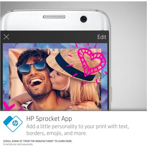  [아마존베스트]HP Sprocket Portable Photo Printer, Print Social Media Photos on 2x3 Sticky-Backed Paper - Black (X7N08A)