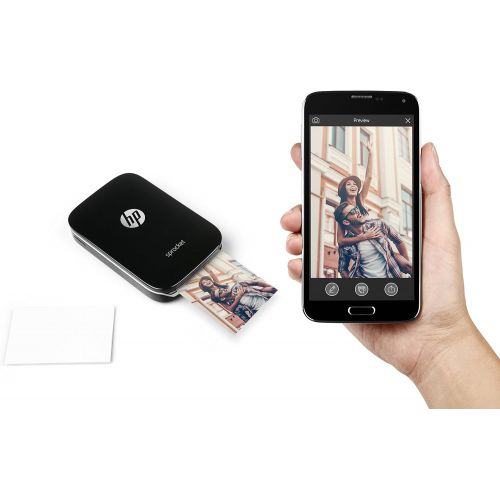  [아마존베스트]HP Sprocket Portable Photo Printer, Print Social Media Photos on 2x3 Sticky-Backed Paper - Black (X7N08A)