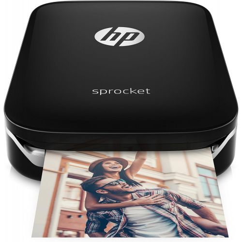  [아마존베스트]HP Sprocket Portable Photo Printer, Print Social Media Photos on 2x3 Sticky-Backed Paper - Black (X7N08A)