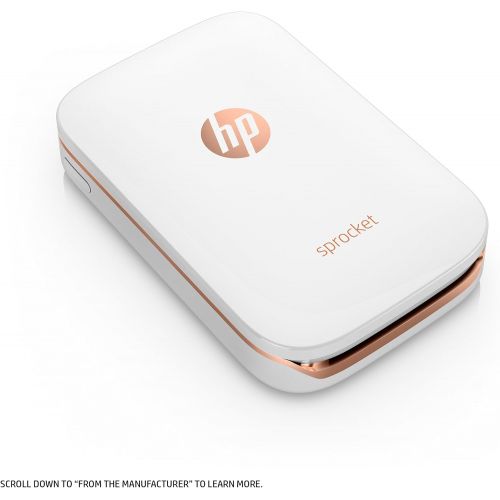  [아마존베스트]HP Sprocket Portable Photo Printer, X7N07A, Print Social Media Photos on 2x3 Sticky-Backed Paper - White