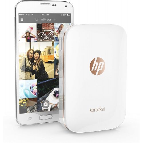  [아마존베스트]HP Sprocket Portable Photo Printer, X7N07A, Print Social Media Photos on 2x3 Sticky-Backed Paper - White