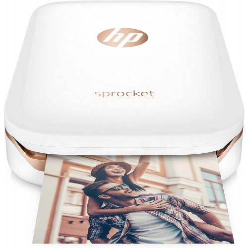  [아마존베스트]HP Sprocket Portable Photo Printer, X7N07A, Print Social Media Photos on 2x3 Sticky-Backed Paper - White