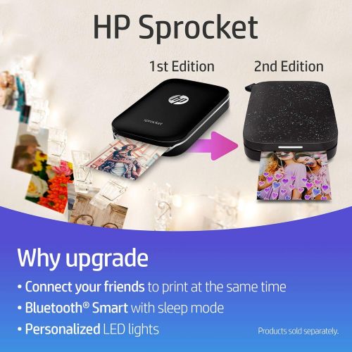  [아마존베스트]HP Sprocket Portable Photo Printer, X7N07A, Print Social Media Photos on 2x3 Sticky-Backed Paper - White