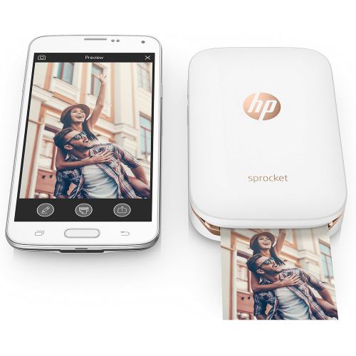  [아마존베스트]HP Sprocket Portable Photo Printer, X7N07A, Print Social Media Photos on 2x3 Sticky-Backed Paper - White