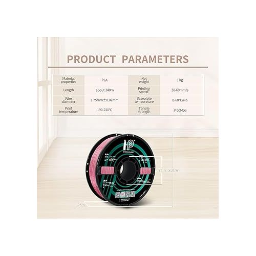  PLA Filament, PLA Plus(PLA+), 3D Printer Filament, PLA Filament 1.75mm Dimensional Accuracy +/- 0.02mm, 1KG Spool (2.2 lbs), Fit Most FDM Printer (Glitter Pink PLA)