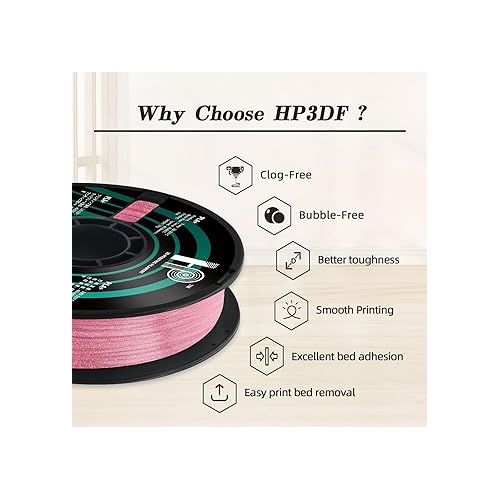  PLA Filament, PLA Plus(PLA+), 3D Printer Filament, PLA Filament 1.75mm Dimensional Accuracy +/- 0.02mm, 1KG Spool (2.2 lbs), Fit Most FDM Printer (Glitter Pink PLA)