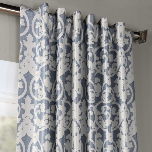  HPD Half Price Drapes Ptpch-170806A-108 Rococo Printed Faux Silk Taffeta Blackout Curtain, 50 x 108, Blue