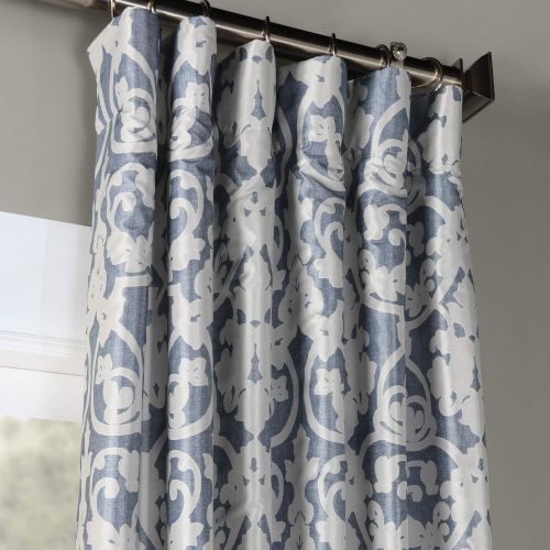  HPD Half Price Drapes Ptpch-170806A-108 Rococo Printed Faux Silk Taffeta Blackout Curtain, 50 x 108, Blue