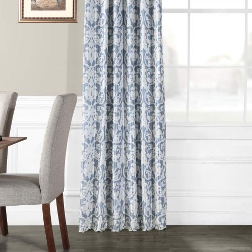  HPD Half Price Drapes Ptpch-170806A-108 Rococo Printed Faux Silk Taffeta Blackout Curtain, 50 x 108, Blue