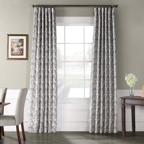  HPD Half Price Drapes Ptpch-170806A-108 Rococo Printed Faux Silk Taffeta Blackout Curtain, 50 x 108, Blue