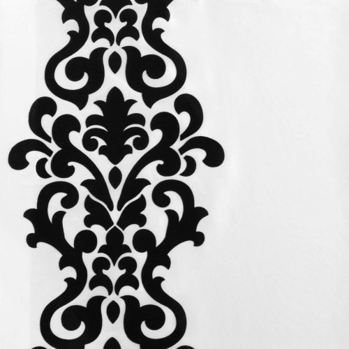  HPD Half Price Drapes PTFFLK-C36A-108 Castle Flocked Faux Silk Curtain, White & Black, 50 x 108