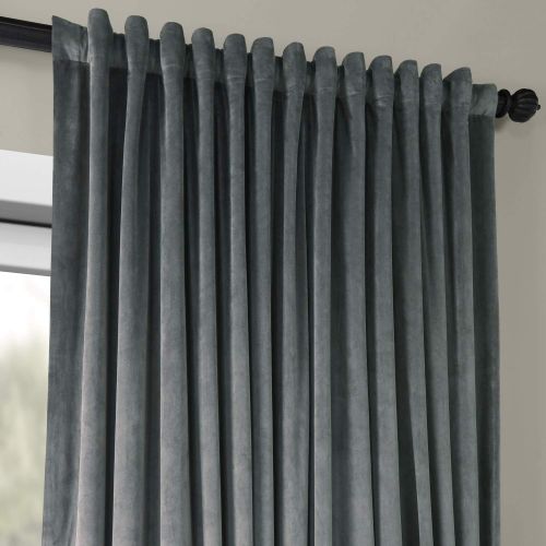  HPD Half Price Drapes VPCH-VET160401-120 Signature Doublewide Blackout Velvet Curtain,Reflection Grey,100 X 120