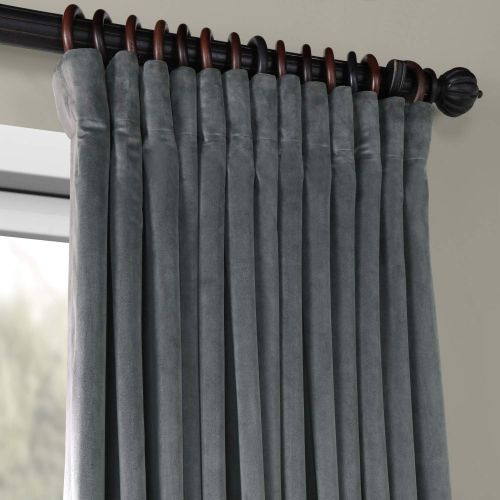  HPD Half Price Drapes VPCH-VET160401-120 Signature Doublewide Blackout Velvet Curtain,Reflection Grey,100 X 120