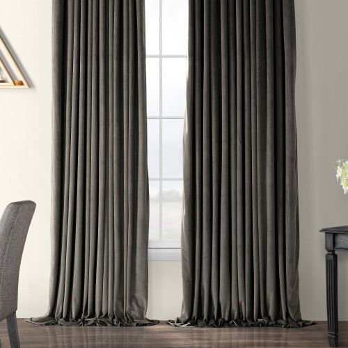  HPD Half Price Drapes VPCH-VET160401-120 Signature Doublewide Blackout Velvet Curtain,Reflection Grey,100 X 120