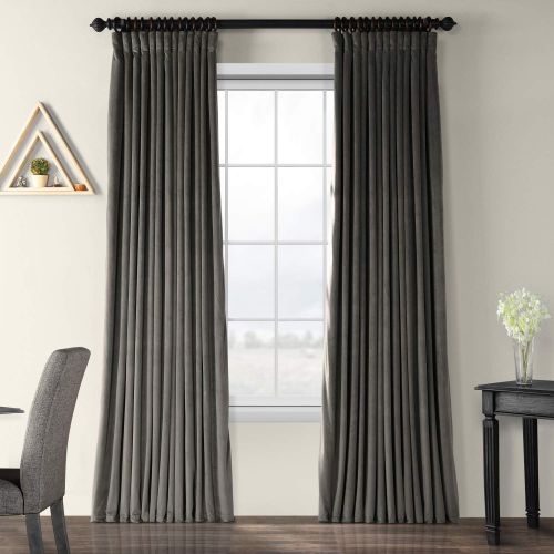  HPD Half Price Drapes VPCH-VET160401-120 Signature Doublewide Blackout Velvet Curtain,Reflection Grey,100 X 120